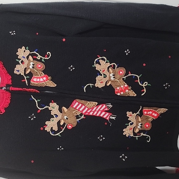Tiara international 2003 reindeer holiday sweater cardigan - Picture 2 of 6
